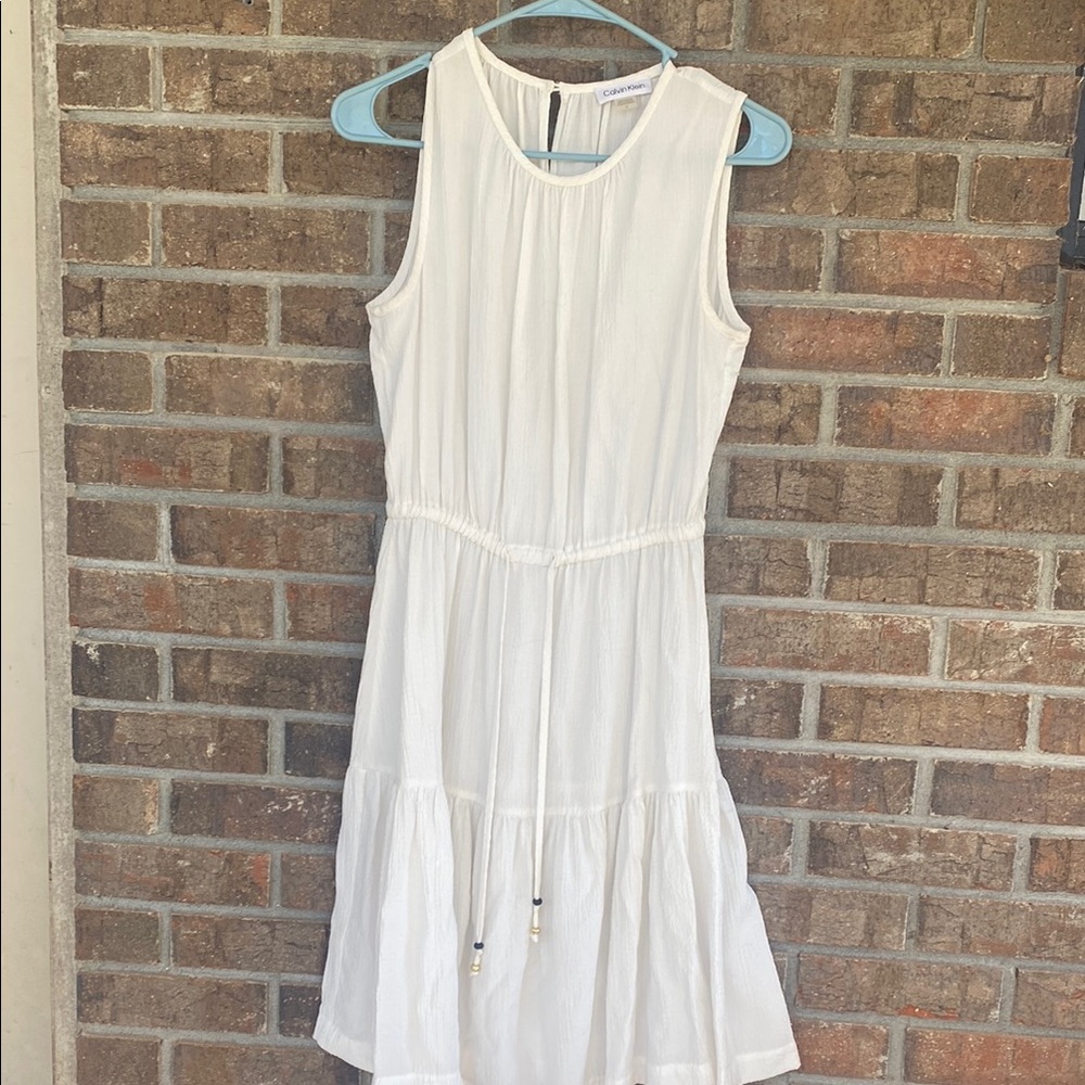 Calvin Klein White Tiered Midi Dress
